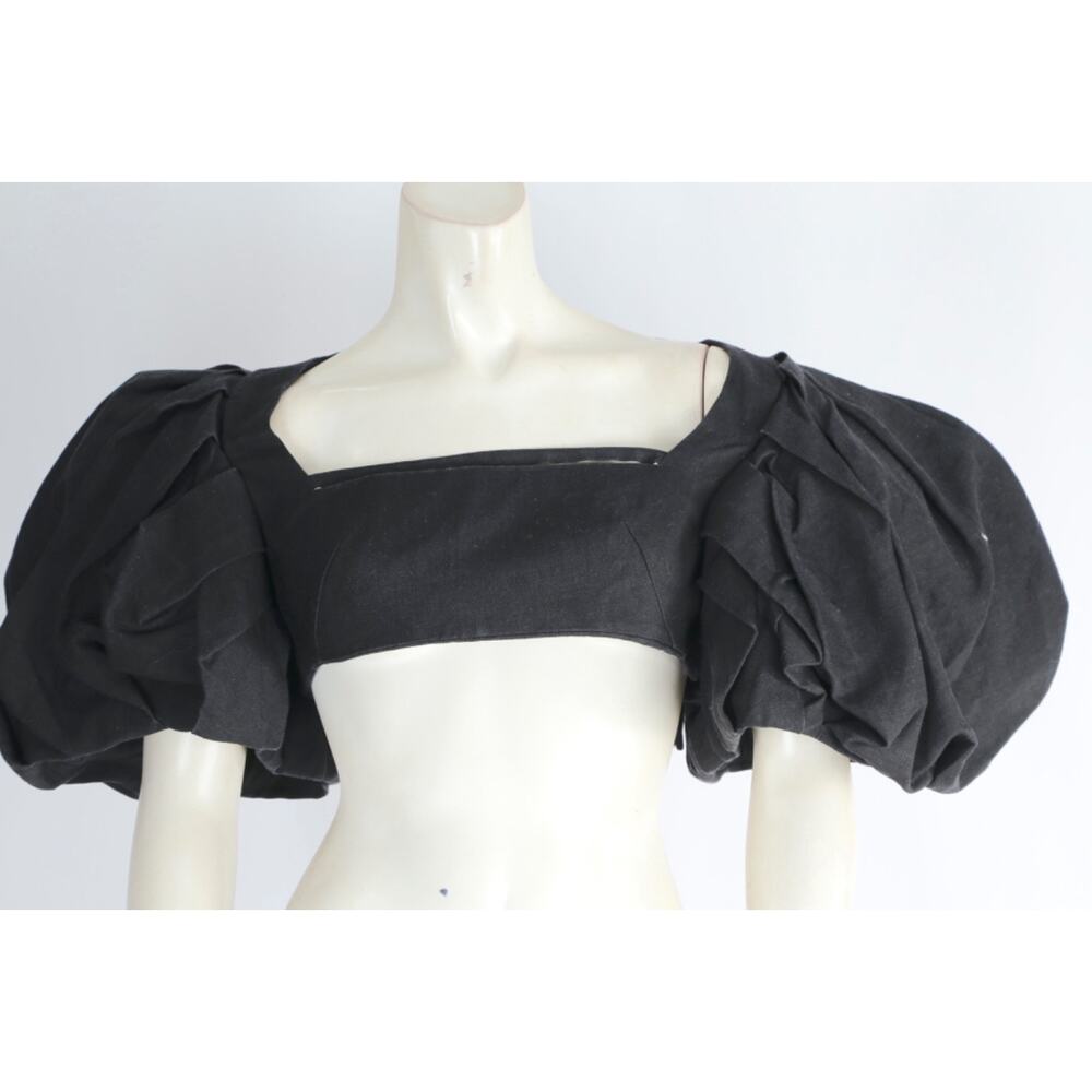 Jacquemus L'Amour Black Puff Short Sleeve Crop Top Size 34
